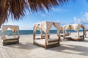 Beach nearby, white sand, beach massages