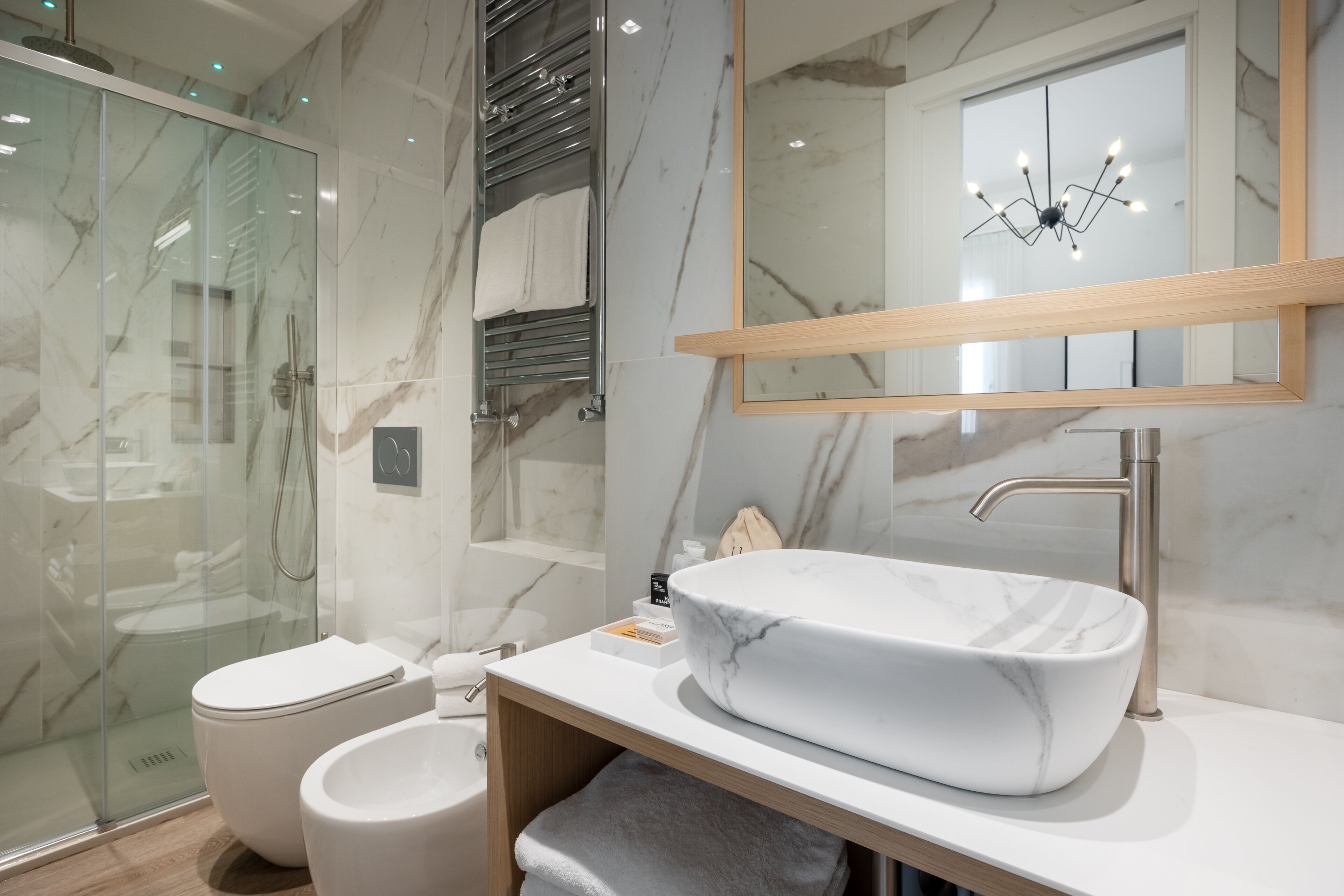 free toiletries, hair dryer, slippers, towels