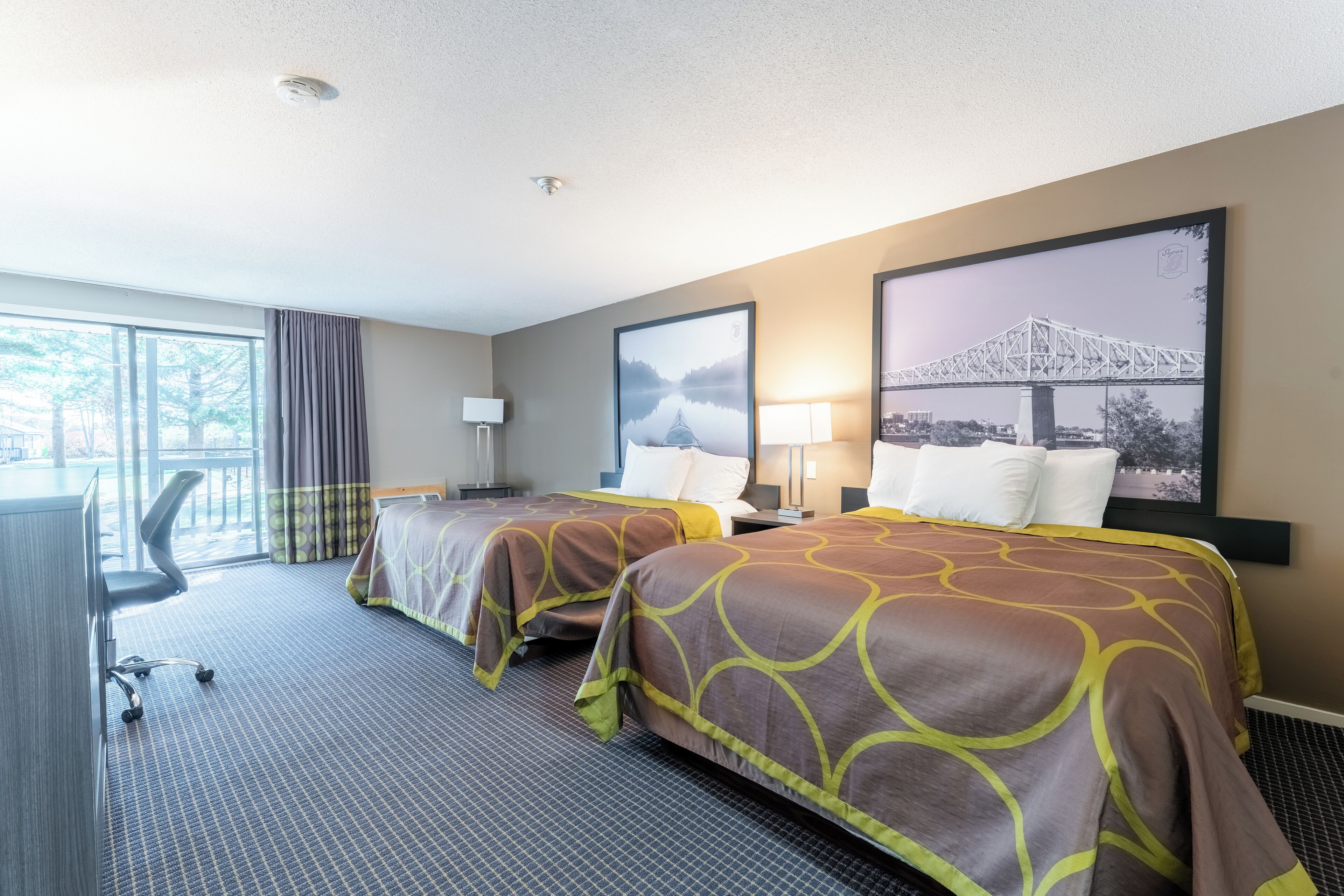 Room, 2 Queen Beds, Non Smoking, Pool View | Desk, laptop workspace, blackout drapes, iron/ironing board