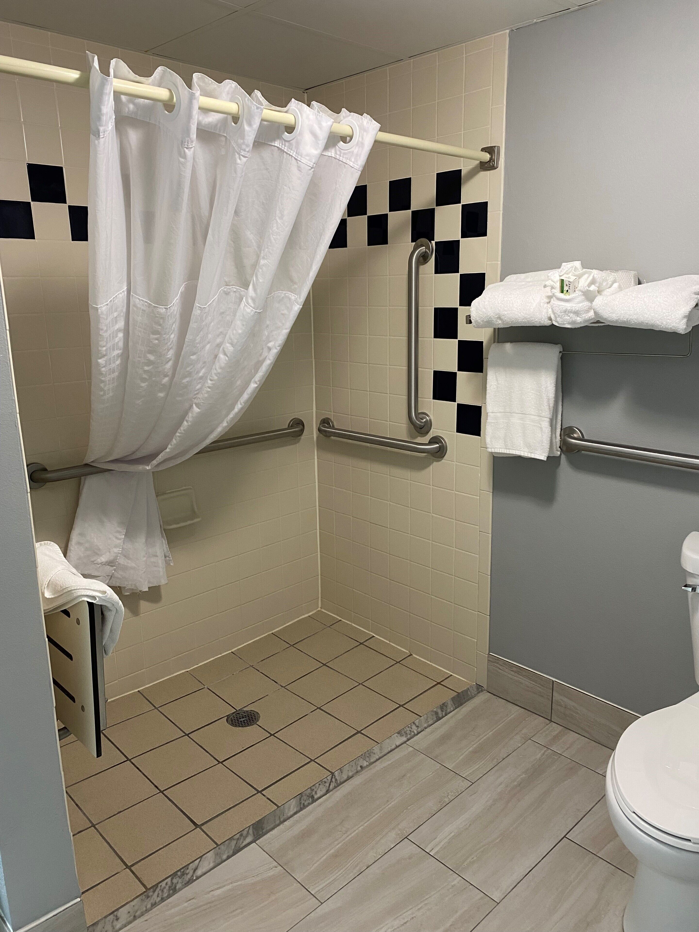 free toiletries, hair dryer, towels