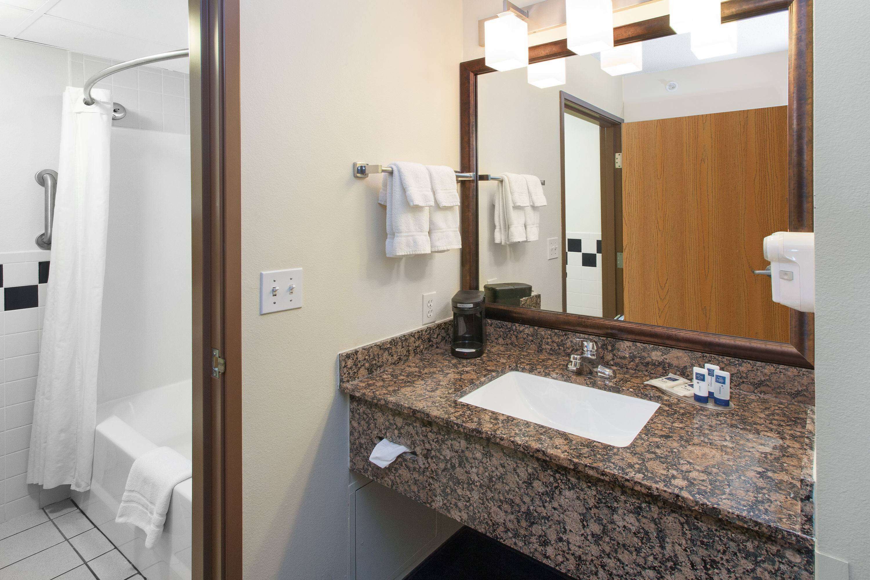 free toiletries, hair dryer, towels