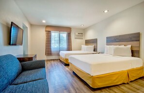 Deluxe Room, 2 Double Beds, Non Smoking, Refrigerator & Microwave | Desk, iron/ironing board, free WiFi, bed sheets