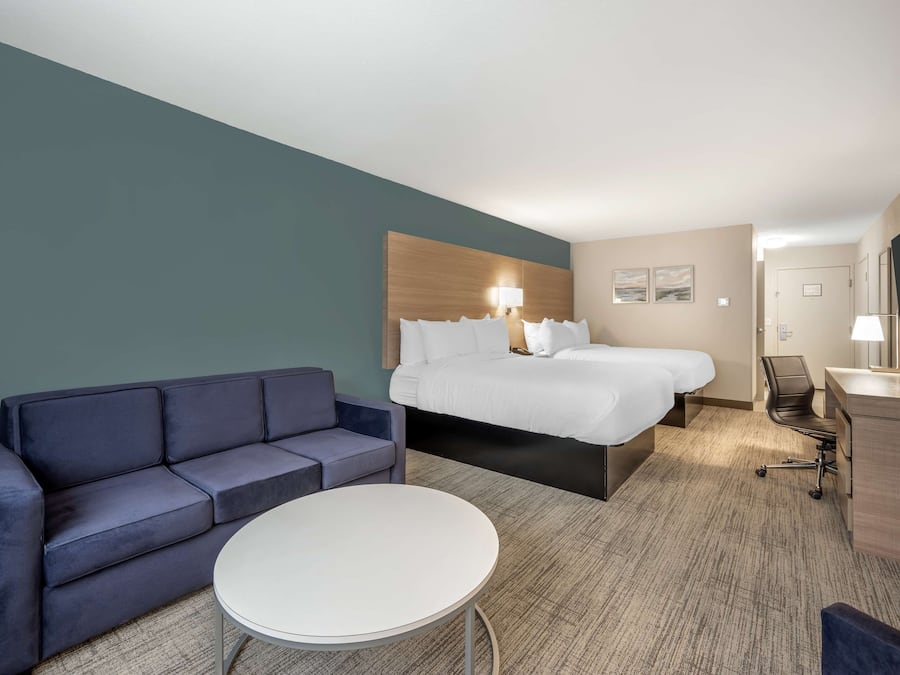 Standard Room, 2 Queen Beds, Non Smoking, Refrigerator & Microwave (Walk-in Shower;Larger Room) | Hypo-allergenic bedding, desk, iron/ironing board, free WiFi