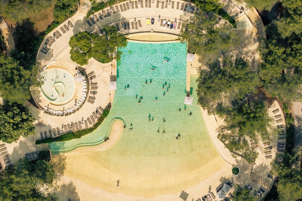 Seasonal outdoor pool, pool umbrellas, sun loungers
