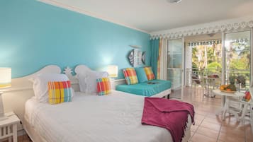 2 bedrooms, blackout curtains, iron/ironing board, free cots/infant beds