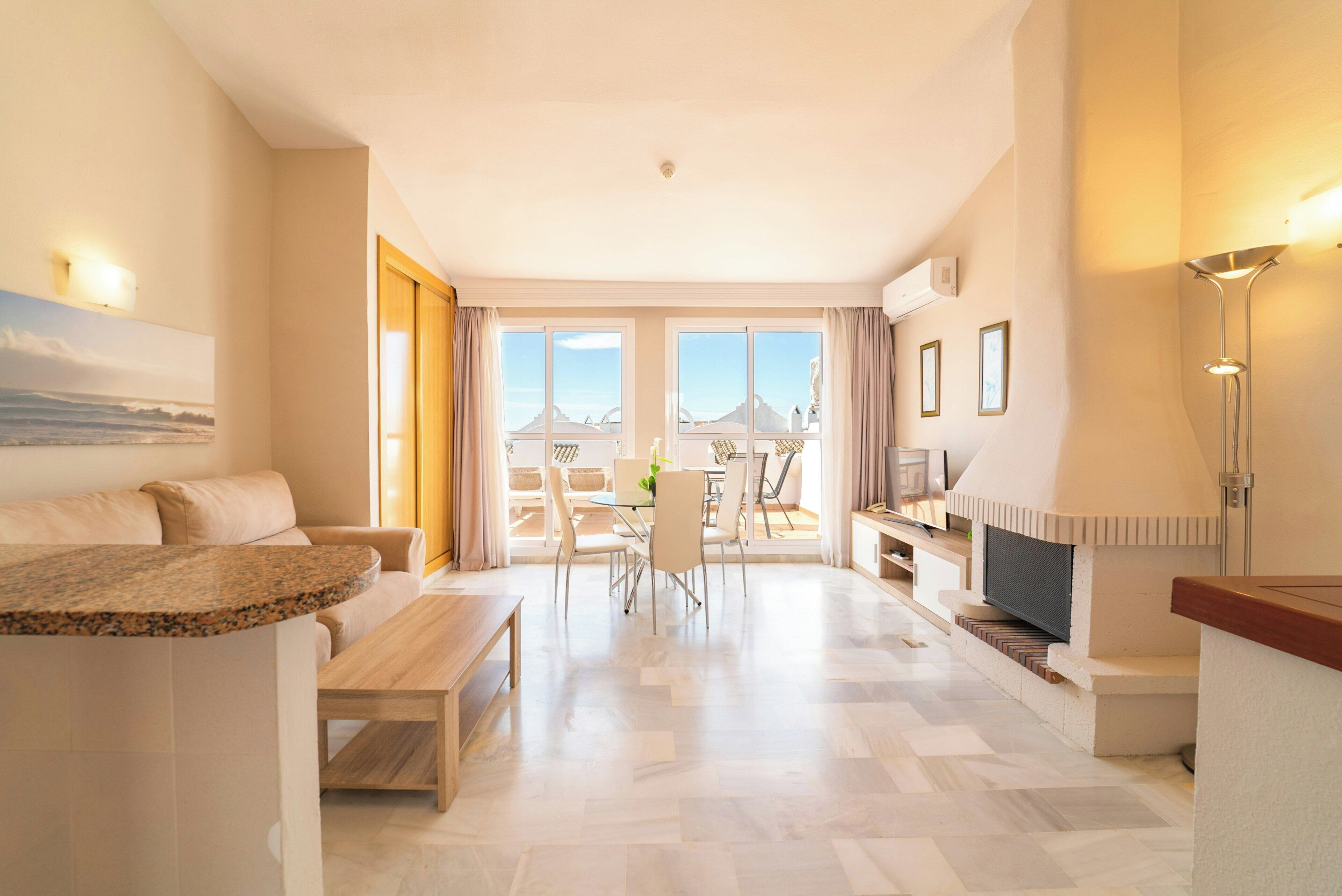 Apartment, 1 Bedroom, Terrace | Living area | 43-inch LED TV with satellite channels, TV