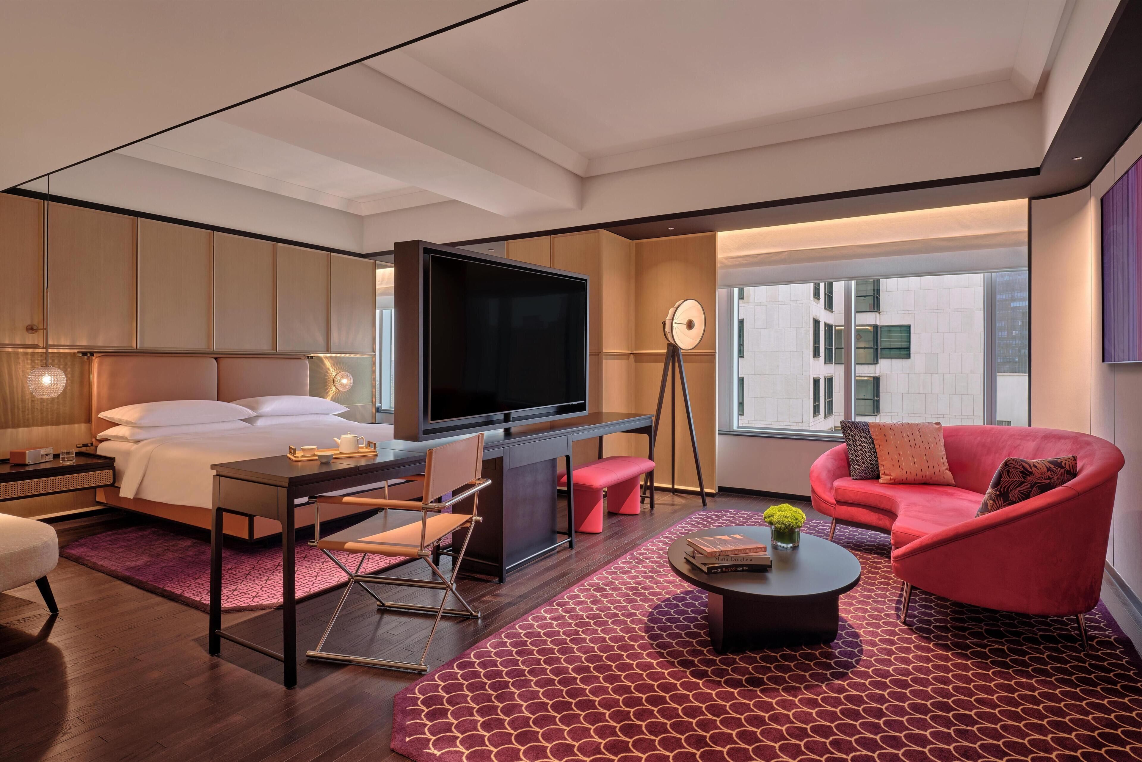 Habitación Deluxe, 1 cama King size | Ropa de cama de alta calidad y minibar 