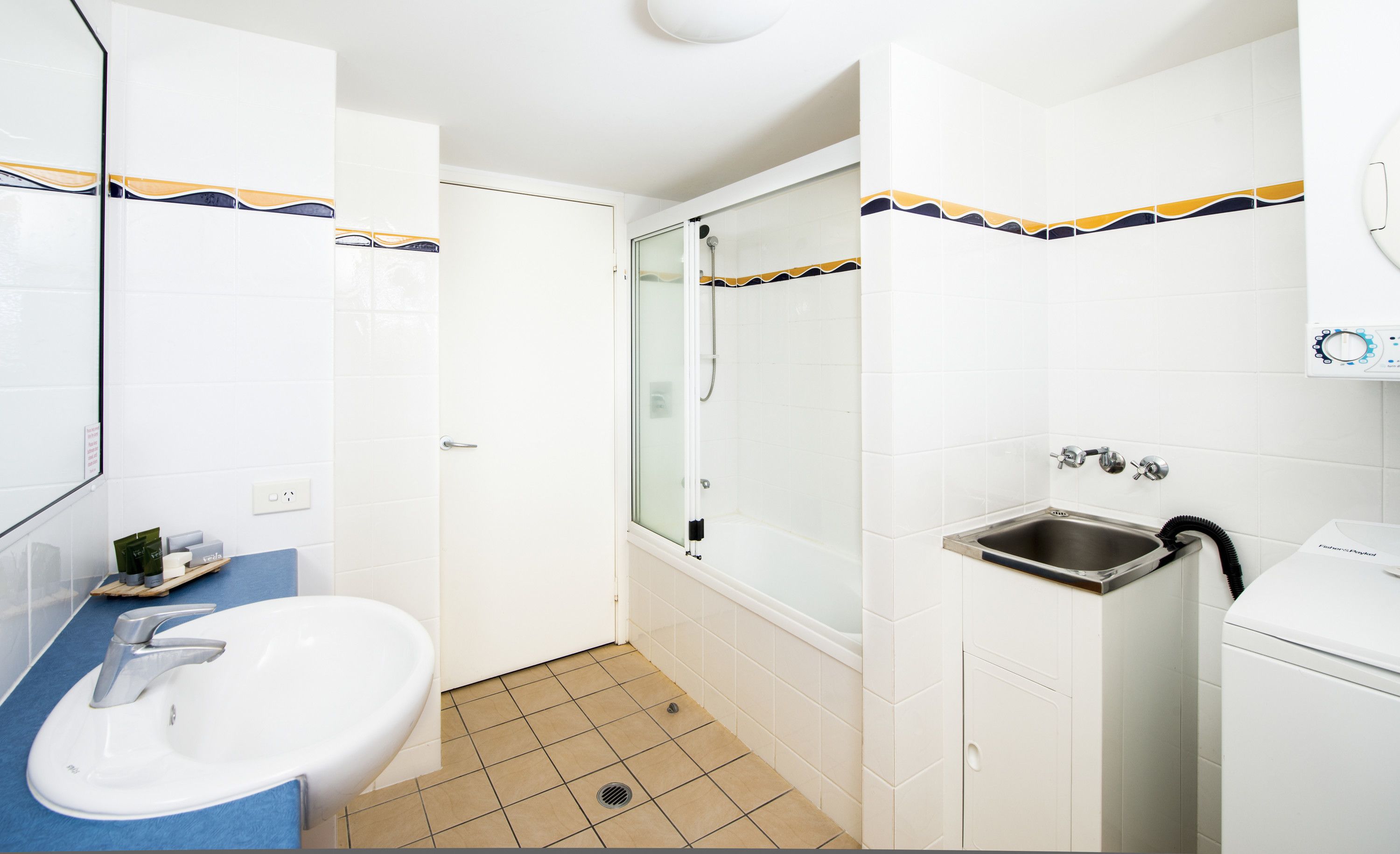 free toiletries, hair dryer, towels