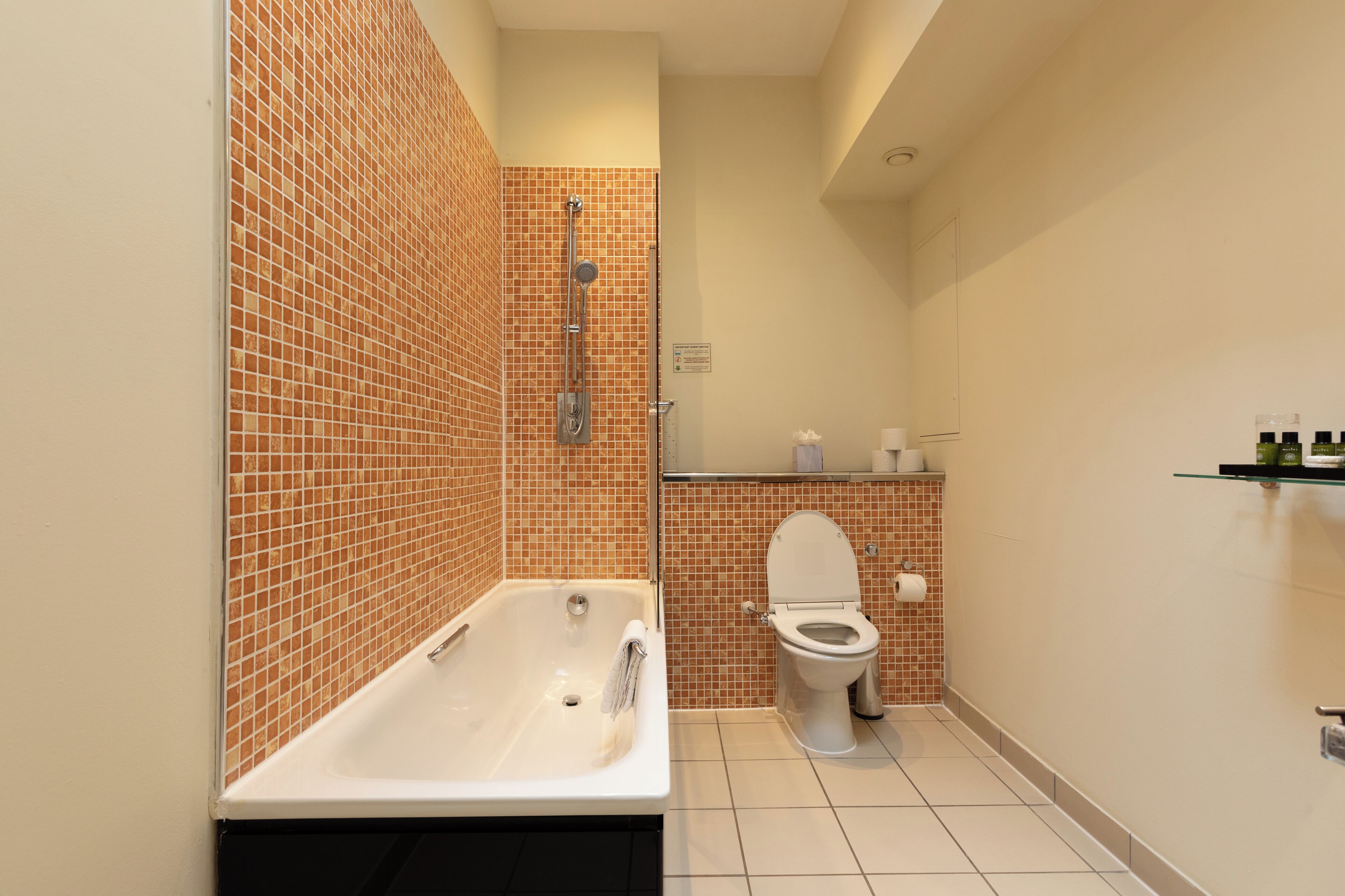 A bathroom with a bathtub, a shower, and a toilet.