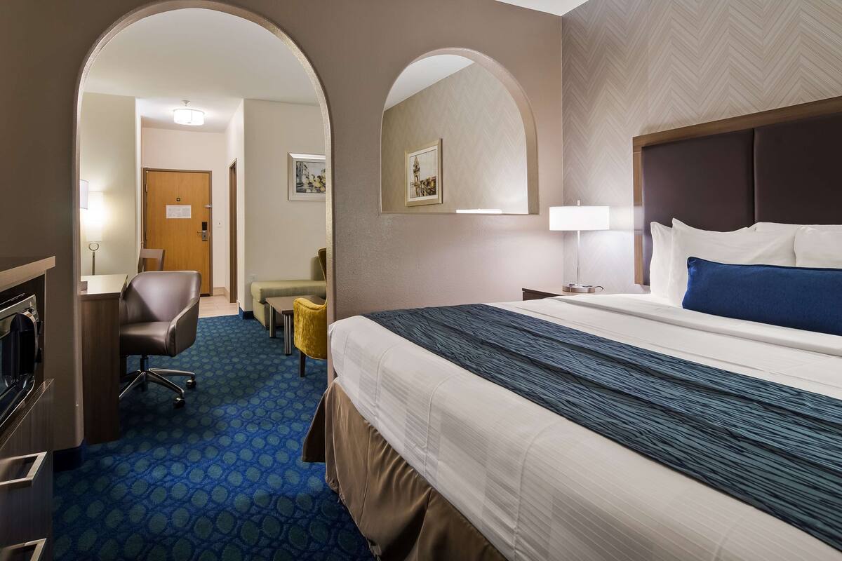 in-room safe, desk, blackout curtains, iron/ironing board