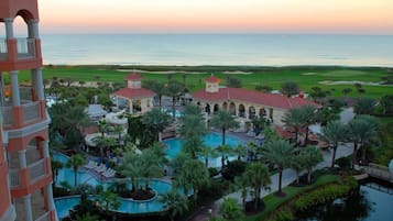 Outdoor pool, pool umbrellas