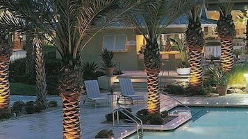 Outdoor pool, pool umbrellas