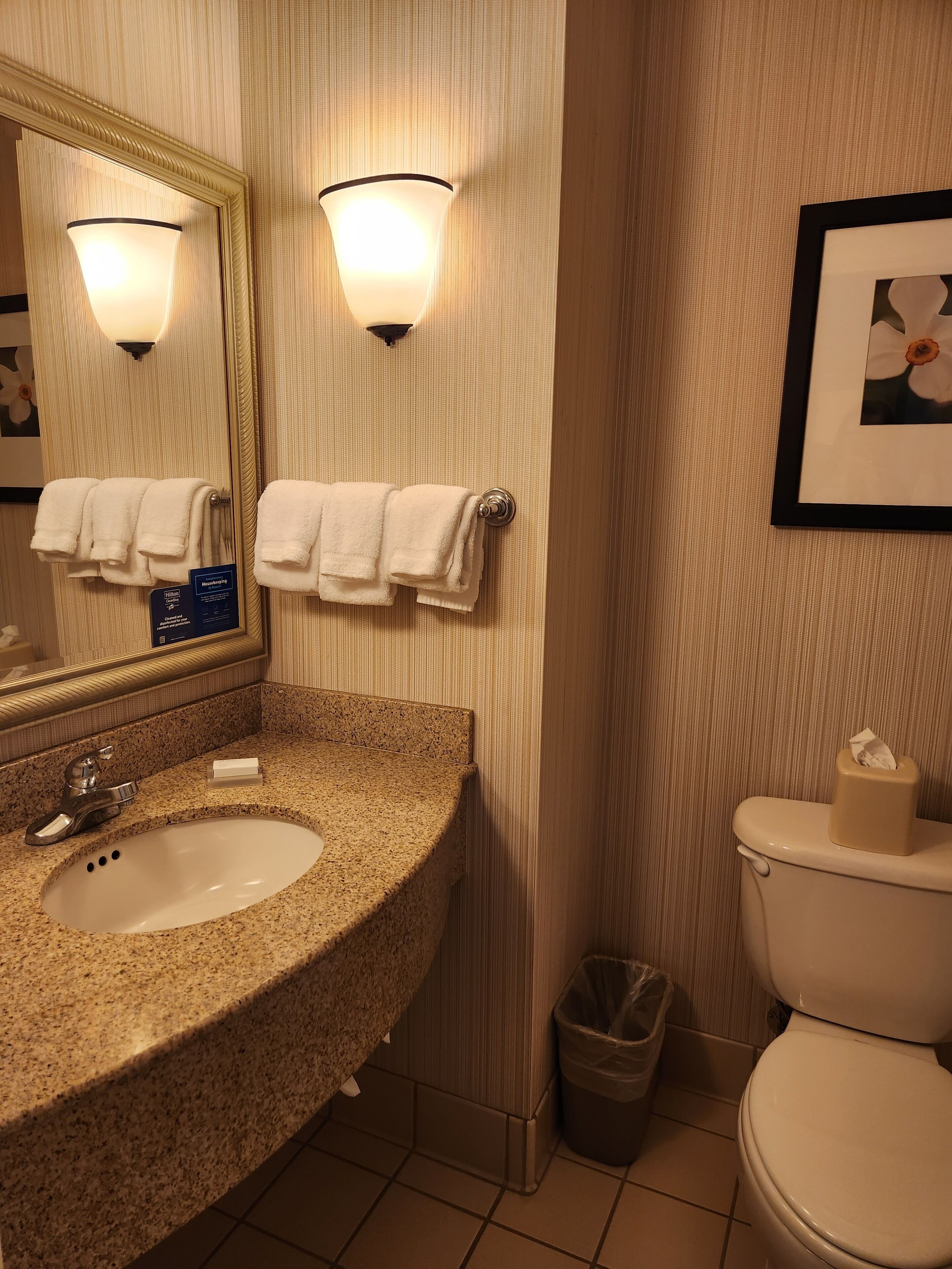 free toiletries, hair dryer, towels