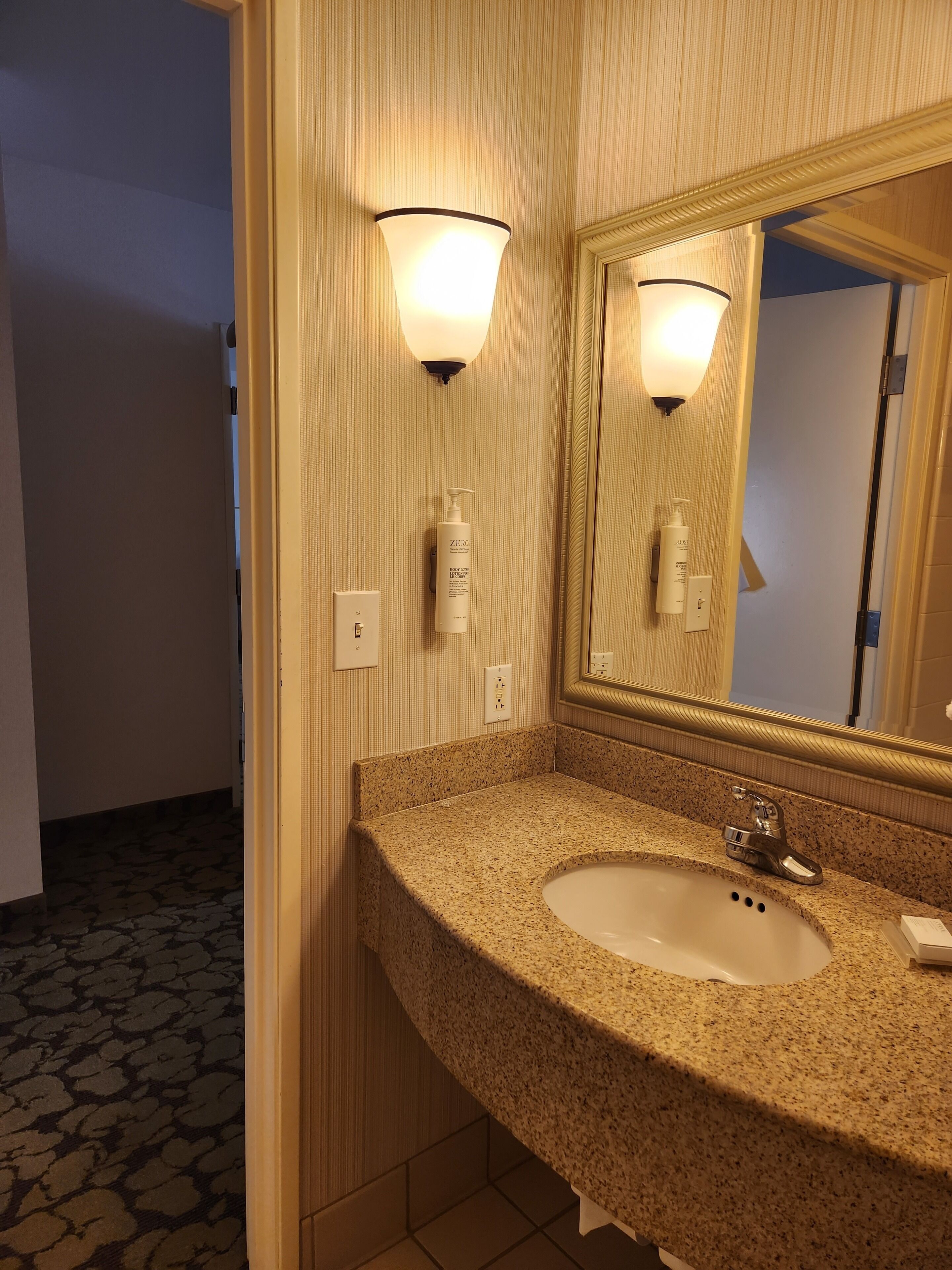 free toiletries, hair dryer, towels