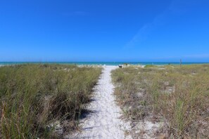 Private beach, white sand, beach towels
