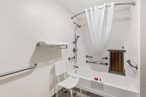 Standard Room, 1 King Bed, Accessible, Non Smoking | Bathroom | Combined shower/tub, hydromassage showerhead, free toiletries - SureStay Hotel by Best Western Manchester (Manchester)