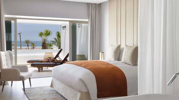 Suite, 1 trÚs grand lit, terrasse, vue océan (Privilege) | Draps en coton égyptien, literie de qualité supérieure, minibar