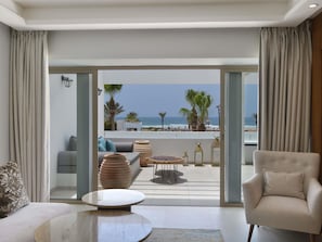 Suite, 1 trÚs grand lit, terrasse, vue océan (Privilege) | Draps en coton égyptien, literie de qualité supérieure, minibar