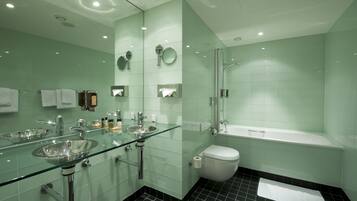 Suite, 1 King Bed with Sofa bed, Non Smoking (2 Rooms) | Bathroom | Shower, free toiletries, hair dryer, towels