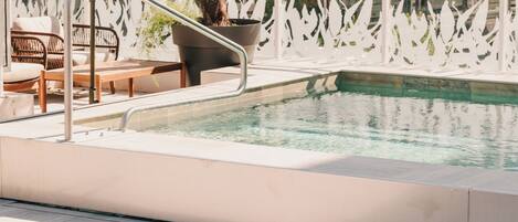 2 indoor pools, seasonal outdoor pool, pool loungers