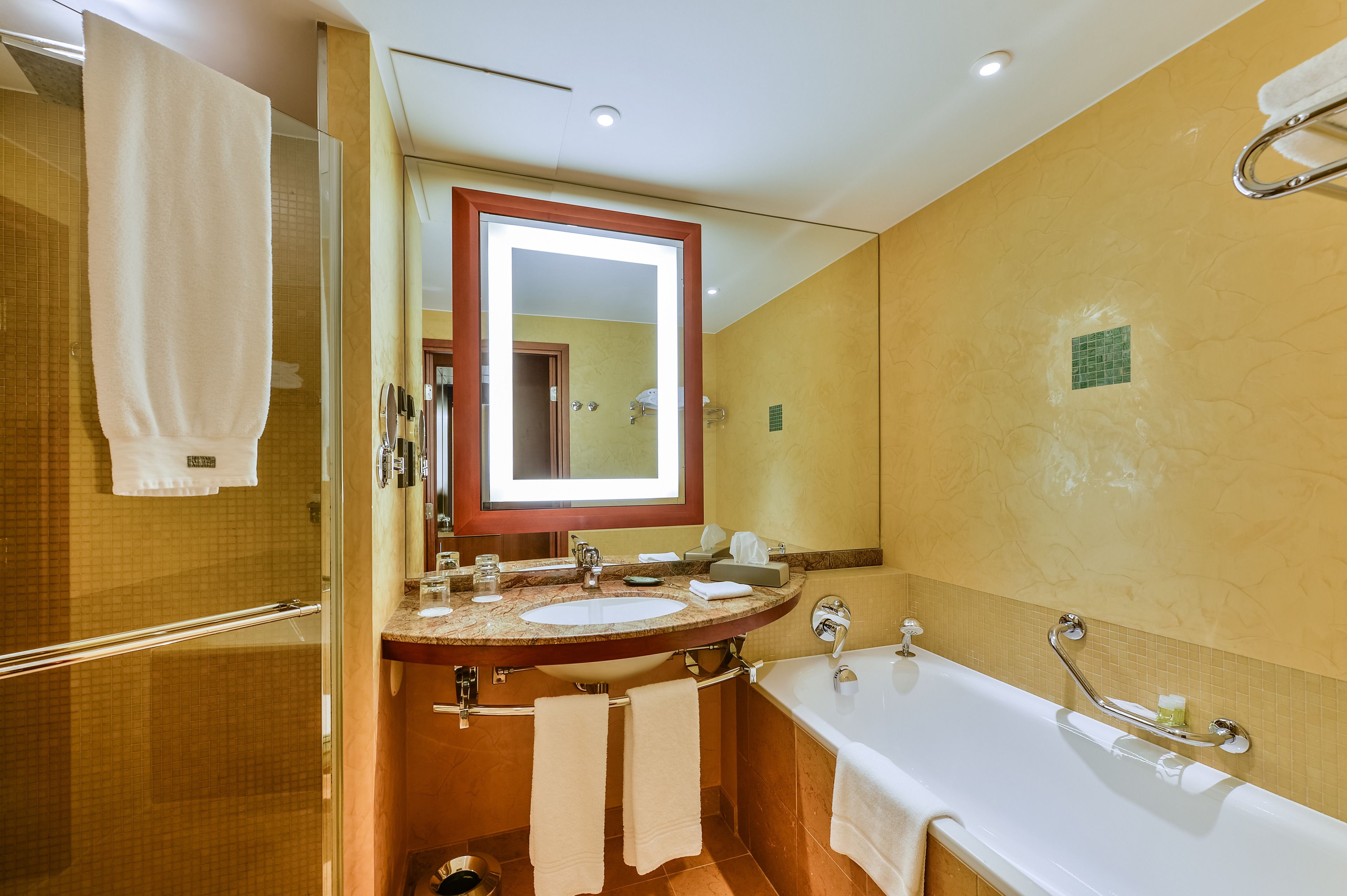 executive suite, 1 bedroom, city view (lounge access) | bathroom | separate bathtub and shower, rainfall showerhead, designer toiletries