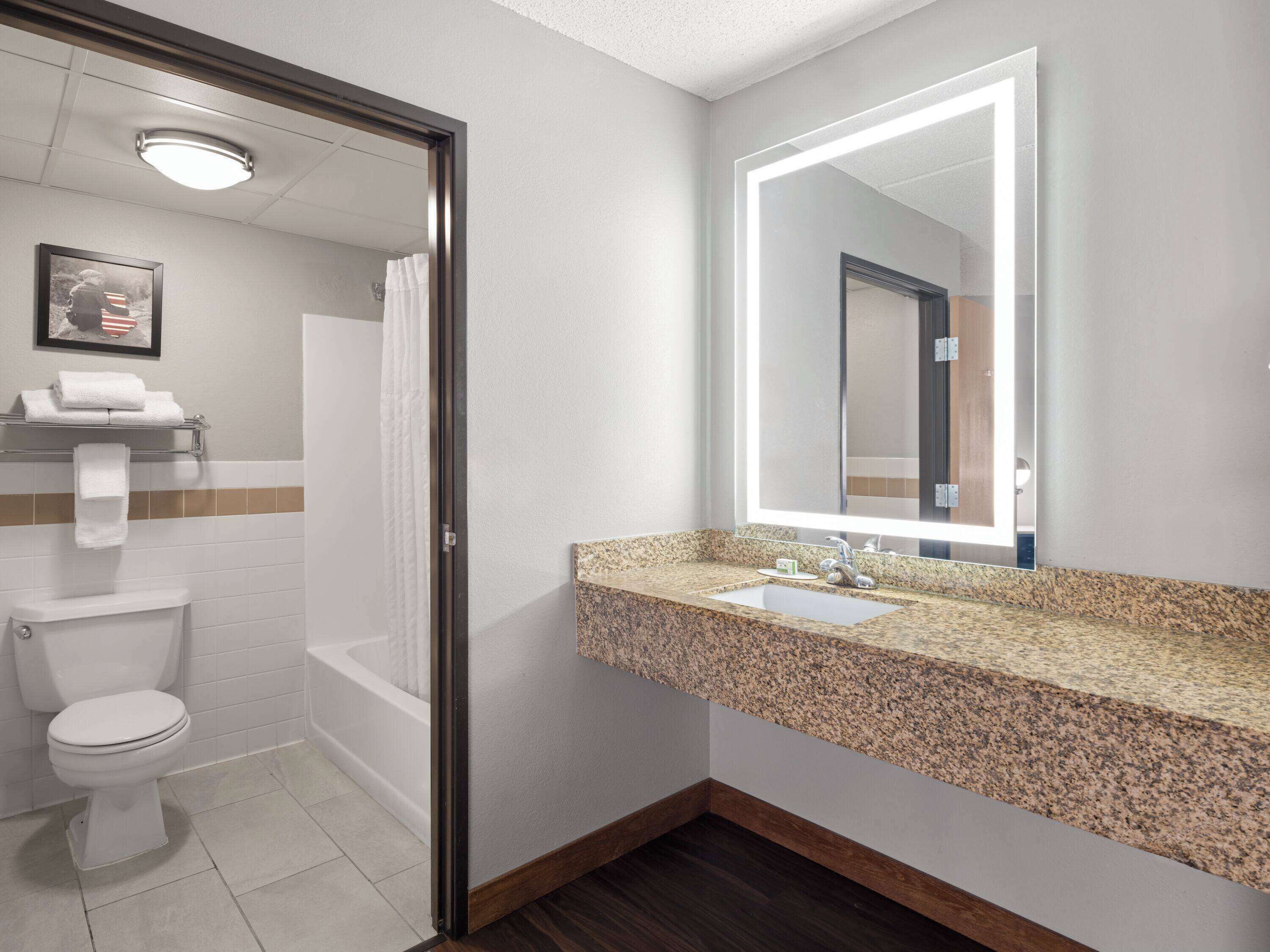 Room, 1 King Bed, Non Smoking | Bathroom | Shower, free toiletries, hair dryer, towels