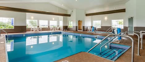 Indoor pool, open 6:00 AM to 10:00 PM, sun loungers