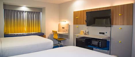 Room, 2 Queen Beds, Mobility Accessible, Non Smoking (Roll-in Shower) | In-room safe, desk, iron/ironing board, free cribs/infant beds