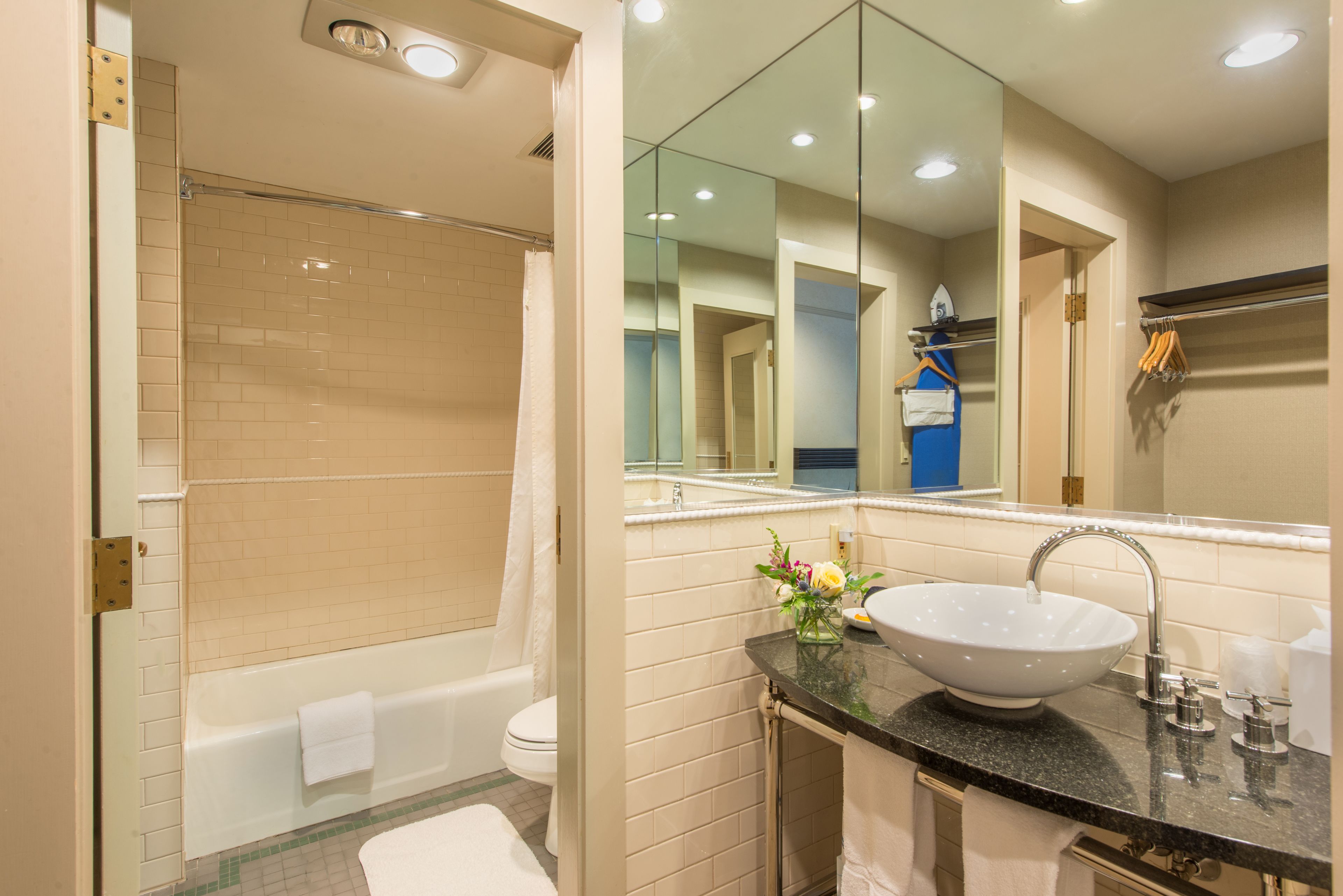 shower, free toiletries, hair dryer, bathrobes