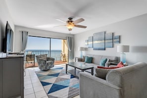 Condo, 3 Bedrooms, Kitchen, Beach View | Living area | TV - Las Brisas Condominiums (Madeira Beach)