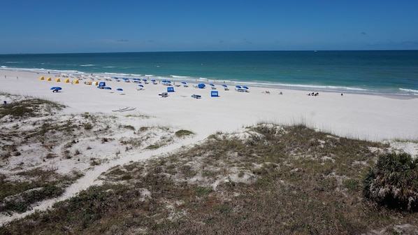 On the beach, white sand