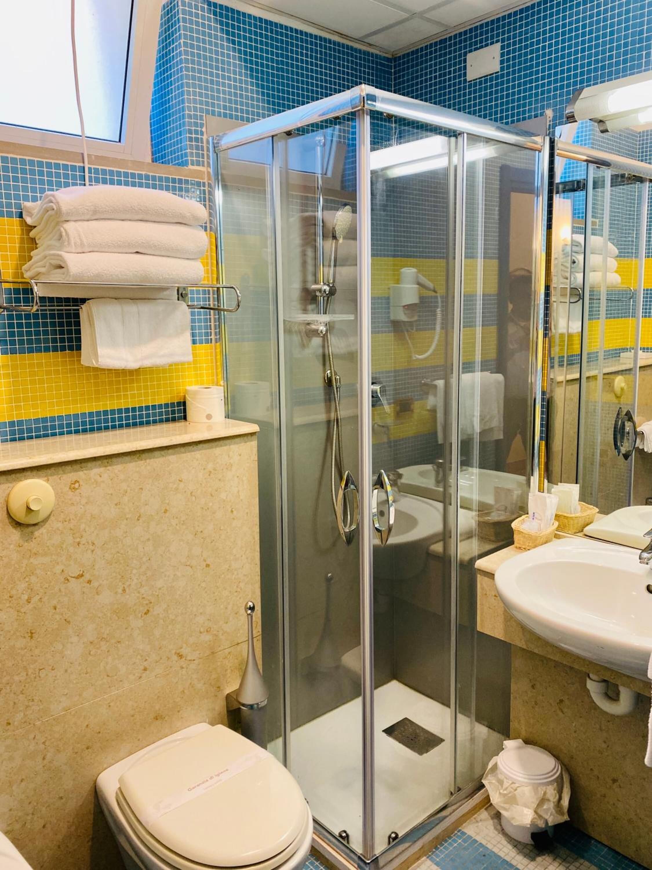 shower, free toiletries, hair dryer, bidet