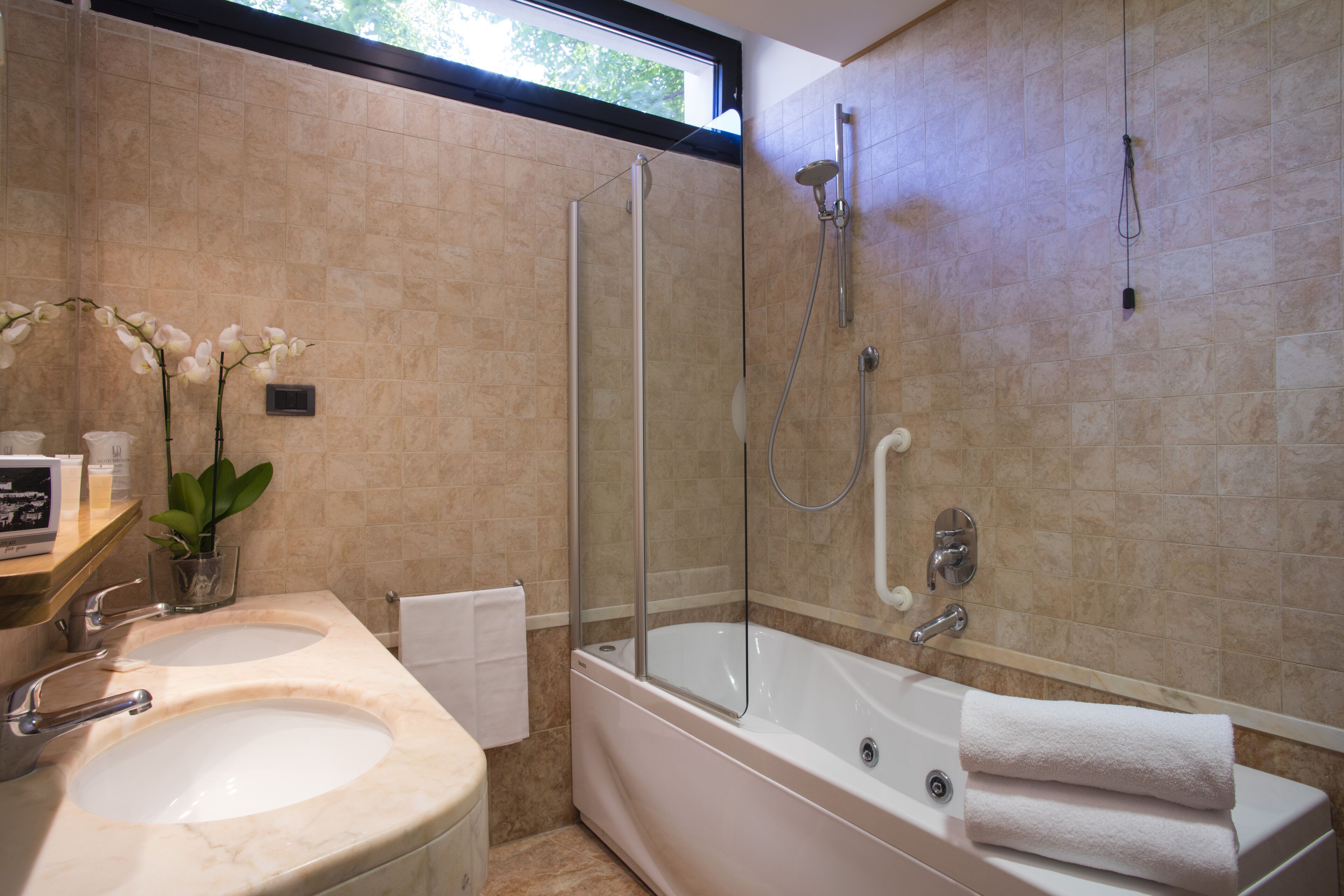 suite | bathroom | hair dryer, towels