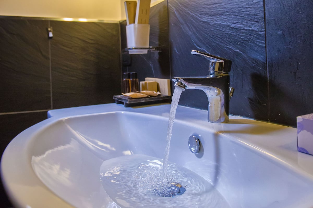 deluxe suite | bathroom | shower, rainfall showerhead, free toiletries, hair dryer
