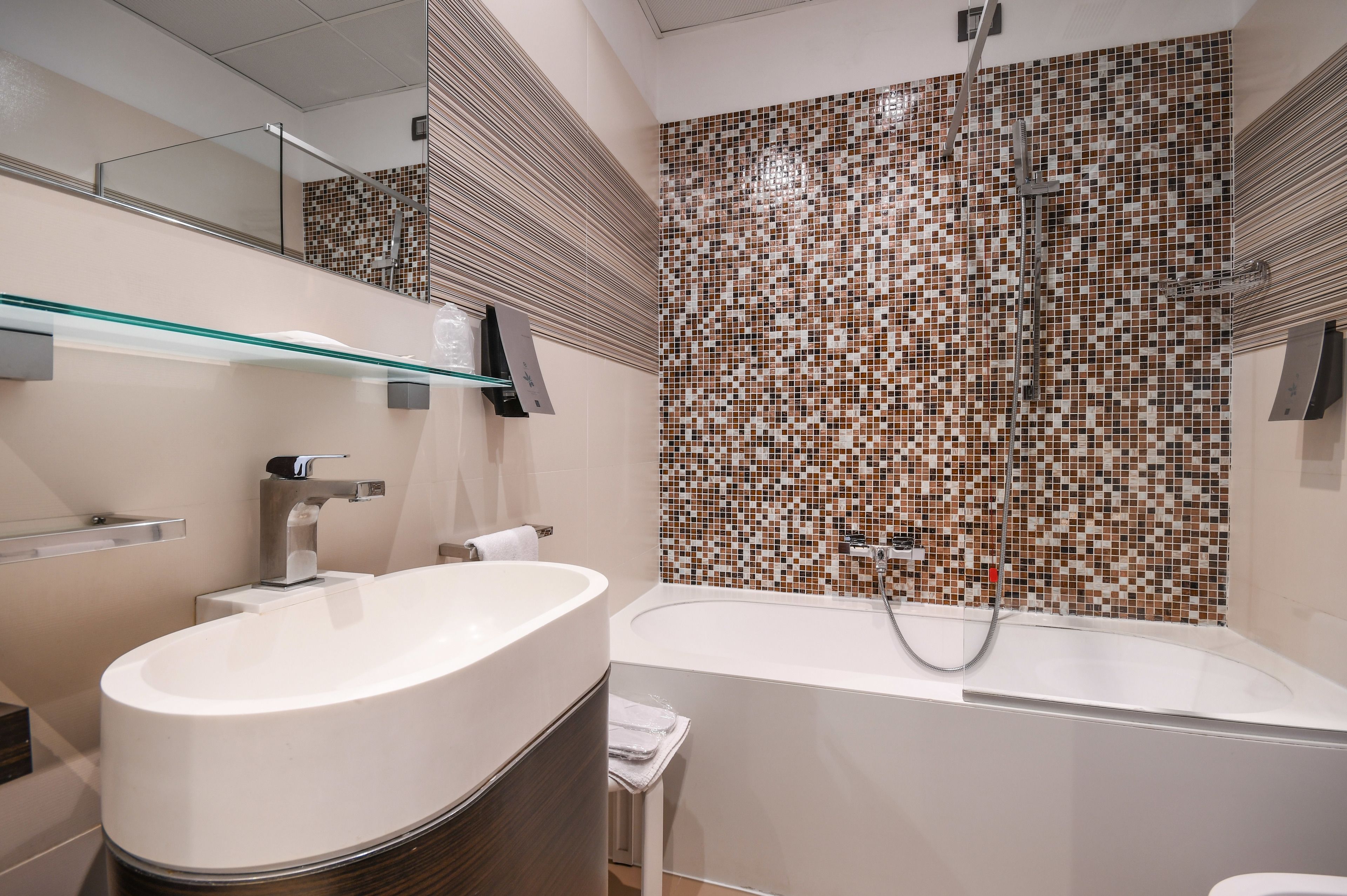 premium double or twin room | bathroom | shower, rainfall showerhead, free toiletries, hair dryer