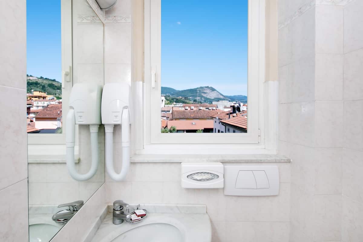 free toiletries, hair dryer, bidet, towels