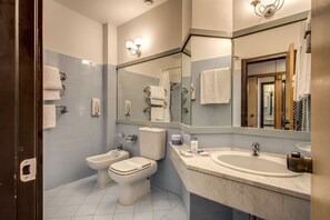 Free toiletries, hair dryer, bidet, towels