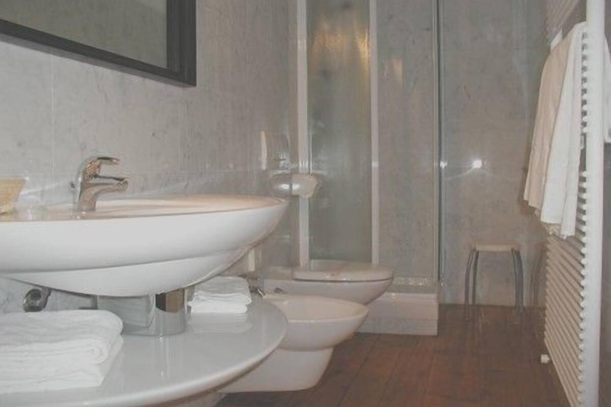 free toiletries, hair dryer, bidet, towels