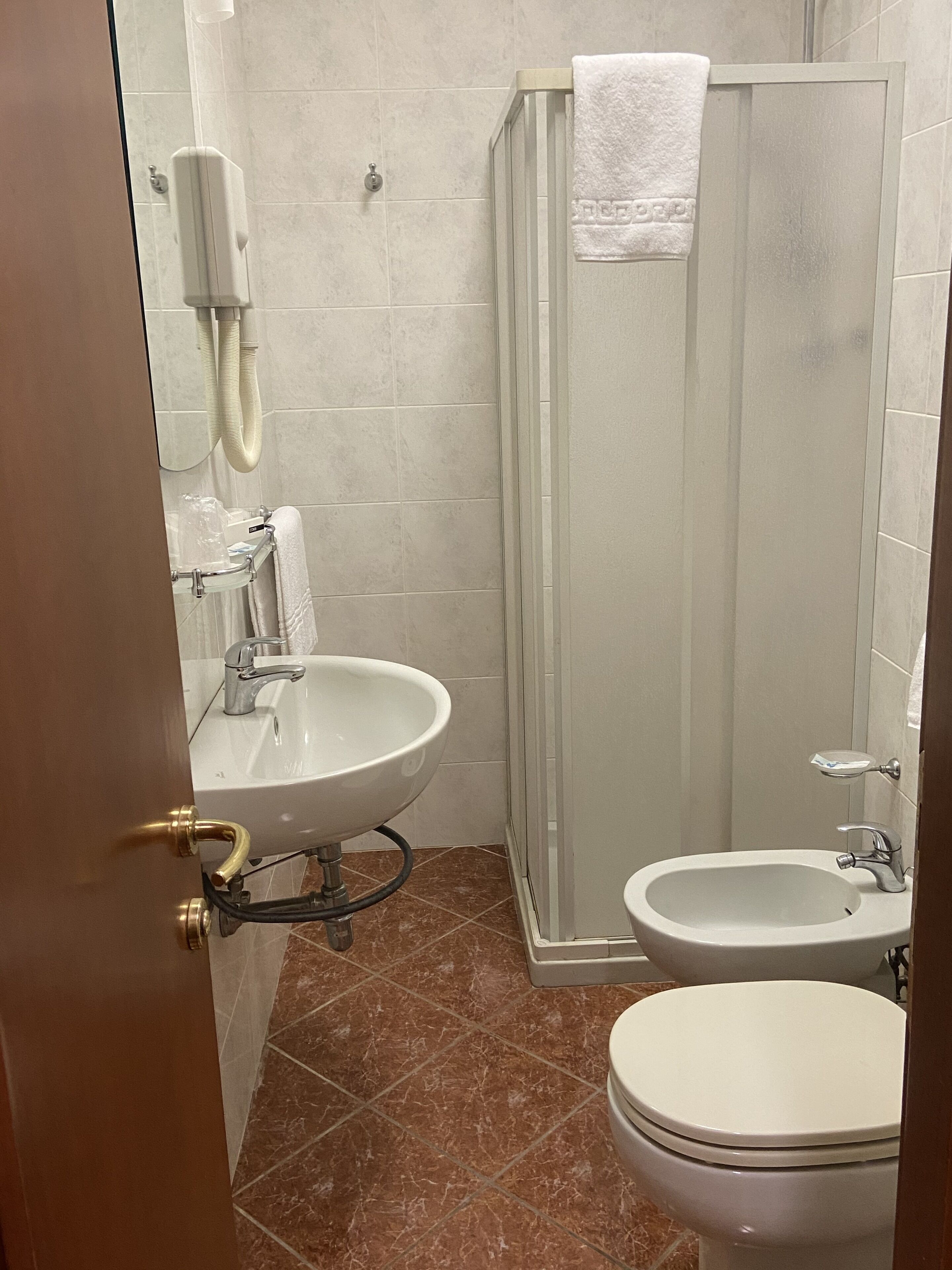 economy single room | bathroom | free toiletries, hair dryer, bidet, towels