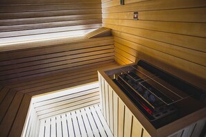 Een sauna, een bubbelbad, een stoombad