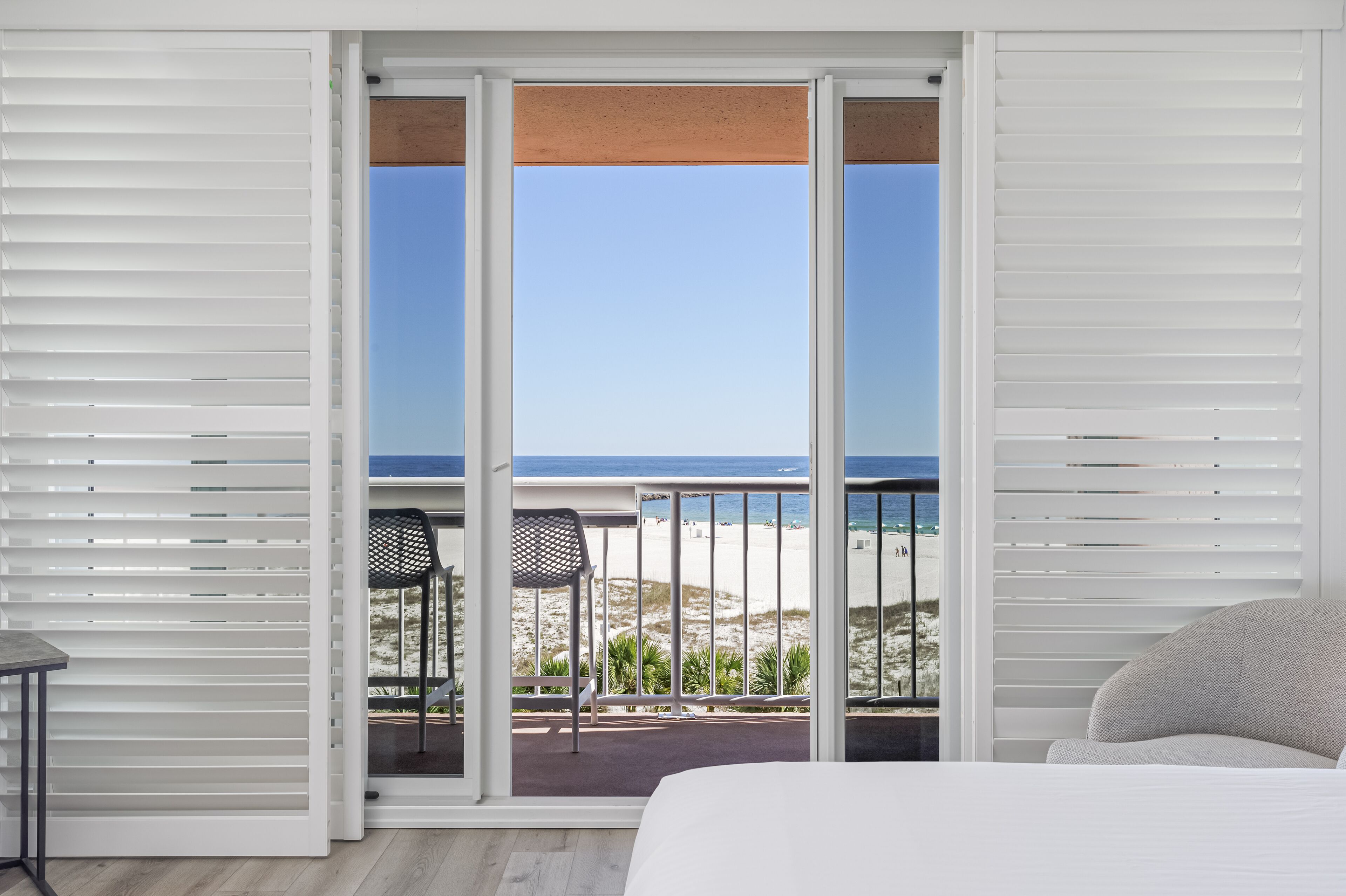 Gulf View Queen | Premium bedding, in-room safe, desk, laptop workspace