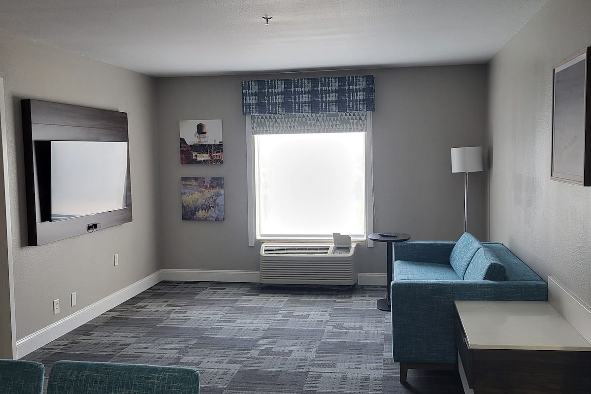 suite, 1 king bed, non smoking | desk, laptop workspace, blackout curtains, iron/ironing board