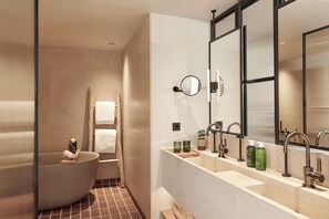 Eco-friendly toiletries, hair dryer, bathrobes, slippers