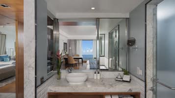 Premium Room, 2 Twin Beds, Sea View | Bathroom | Separate tub and shower, deep soaking tub, free toiletries, hair dryer