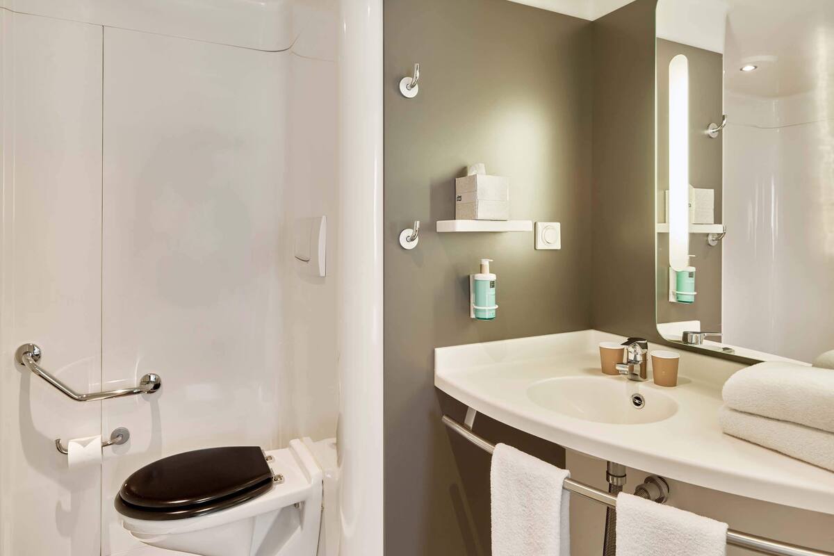 free toiletries, hair dryer, towels, soap