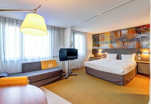 In-room safe, desk, laptop workspace, blackout drapes