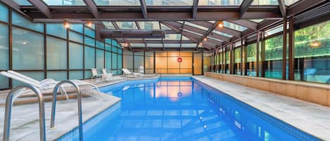 Indoor pool, open 6:00 AM to 11:00 PM, sun loungers