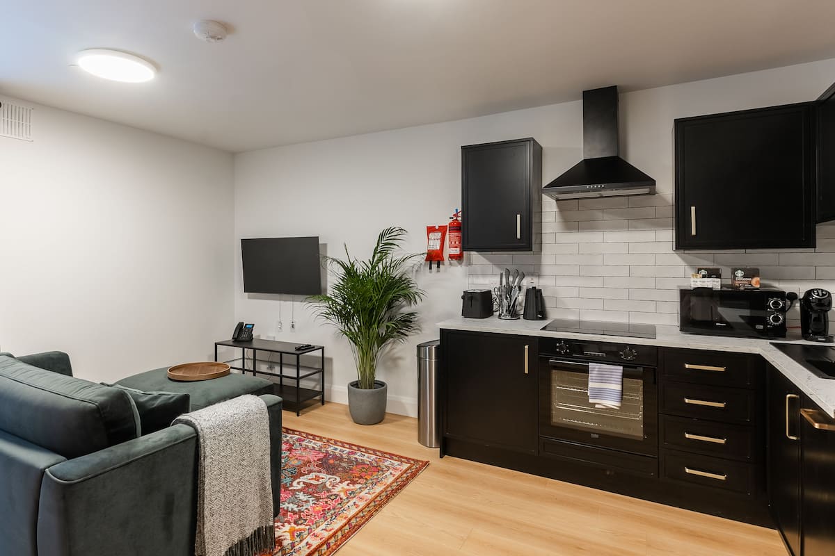 superior two bedroom lower ground floor apartment (150m from isaacs hotel) access by stairs only | living area | tv