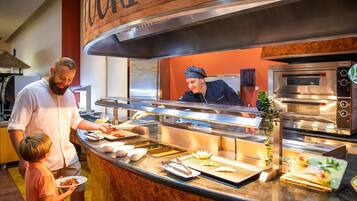 Breakfast, lunch and dinner served