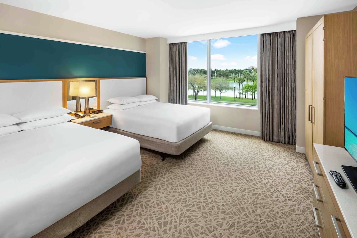 Suite, 2 Queen Beds (Mobility & Hearing) | In-room safe, desk, laptop workspace, blackout drapes